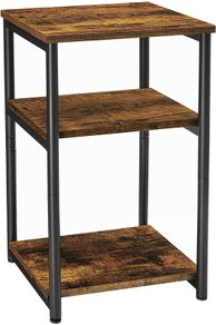_side table, bedside table, with 3 levels, for bedroom, steel frame, for living room, bedroom, industrial design, vintage brown-black