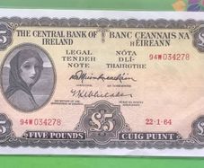 Irish Five Pound Lavery Note