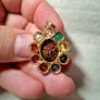 Rudraksha seed pendant with natural precious stones ruby emerald sapphire Image 4