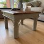 Rustic Solid Wood Coffee Table Natural Wood Top & Cream Base Image 4