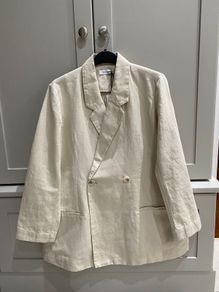 Womens Danish designer knit-ted cream linen and cotton mix slightly oversized jacket/blazer BRAND NEW