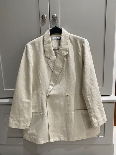 Womens Danish designer knit-ted cream linen and cotton mix slightly oversized jacket/blazer BRAND NEW
