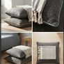 QUICK SALE (BARGAIN): Textured Dark Grey Cushions & Striped Throw Set - Excellent Condition (Collection D13) Image 3