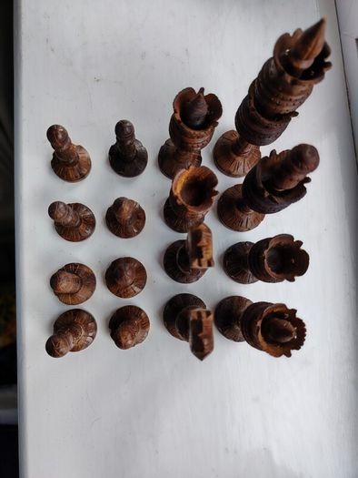 The Regency Company Lotus Flower Carved Chess pieces made of Sheesham