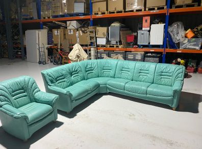 Leather corner sofa with arm chair