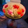 Vintage Hand-Painted Double Light Tulip Table Lamp Image 7