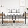 Double Metal Bed Frame 135 x 190 cm with Headboard and Footboard Heavy Duty Foundation,Metal Slat Support, Black Image 5