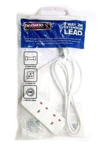 Daewoo Two Sockets Two Metres. Exstension Leads  All New Stock Fully Guaranteed Price 5.90 Each Euro