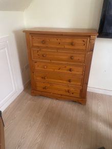 Tall boy solid wood storage unit