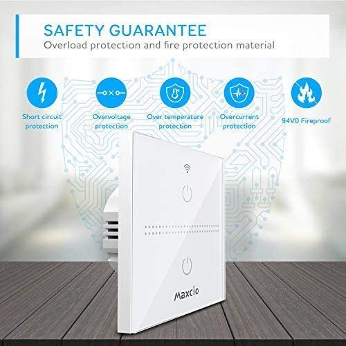 Smart WiFi Light Switch, Maxcio Alexa Smart Wall Light Switch 1Gang 1Way, Alexa Google Home Control, Smartlife APP Control, Timer/Schedule,Neutral Wire Required,Switch-1 Gang)
