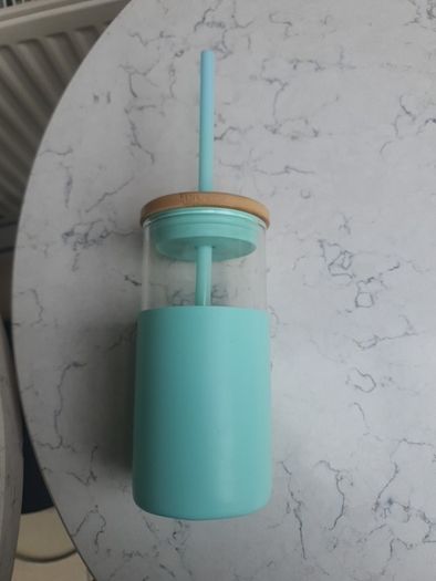 TRONCO Glass Tumbler with Bamboo lid Silicone Sleeve and Straw