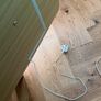 Modern Wooden Headboard with Wireless Charging Shelf Image 4