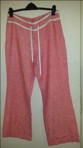 Brand new B.Young 100 % Linen wide leg trousers/raspberry size UK14 EUR42 Postage included
