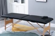 NEW SALE | 2 Section Foldable Massage Table Professional Salon SPA Facial Couch Tattoo Bed with Carry Bag Black