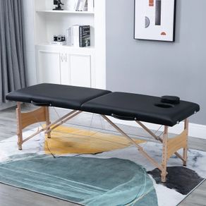 NEW SALE | 2 Section Foldable Massage Table Professional Salon SPA Facial Couch Tattoo Bed with Carry Bag Black