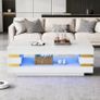 High Gloss Coffee Table with LED Lights White Living Room Table. Image 2