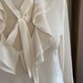 H and M Ivory Blouse with ruffle and tie ribbon - size 10 Image 2