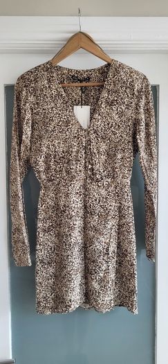 ZARA cream printed dress Sz S (Fit 8UK) - Bnwt Rrp 59.99