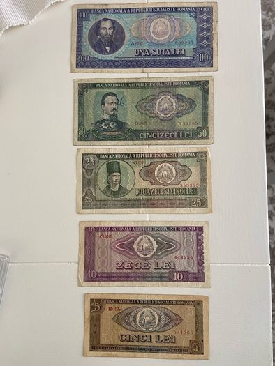 Romania 1966 Banca Rep Socialiste Romania 5 10 25 50 100 Lei 5 Banknotes