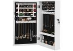 Stylish jewelry cabinet hanging  hanging, jewelry cabinet, wall mirror for hanging, with door and magnetic closure, wall mounting, with mirror, for wall 67x37x10.5 cm White