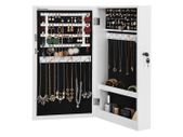 Stylish jewelry cabinet hanging  hanging, jewelry cabinet, wall mirror for hanging, with door and magnetic closure, wall mounting, with mirror, for wall 67x37x10.5 cm White