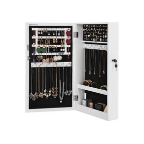 Stylish jewelry cabinet hanging  hanging, jewelry cabinet, wall mirror for hanging, with door and magnetic closure, wall mounting, with mirror, for wall 67x37x10.5 cm White