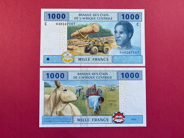 Central African States  1000 Francs  2002 . Pick 607a. ( C ) Chad   ( Uncirculated )