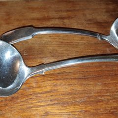 Antique Elkington & Co 2 silver plated Laddles Fiddle pattern