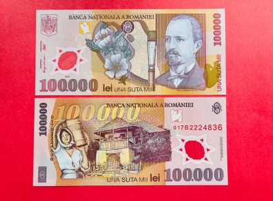 Romania. 100,000 Lei  2017   Pick  114a. Polymer  Plastic.  Uncirculated )