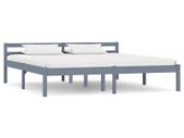 Bed Frame Grey Solid Pine Wood 160x200 cm