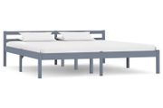 Bed Frame Grey Solid Pine Wood 160x200 cm