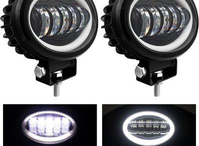 5" LED Headlight 300W 6000K 30000LM CREE EVO LED Spotlights for Motorcycle with Homologated Extremely High Bright Auxiliary Headlight with Angel Eyes for 4x4 Car Motorcycle Tractor SUV