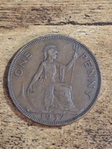 Great Britain UK 1937 One Penny Coin George VI - free standard postage