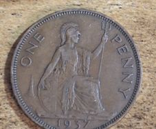 Great Britain UK 1937 One Penny Coin George VI - free standard postage