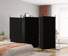 5-Panel Room Divider Black 433x180 cm Fabric