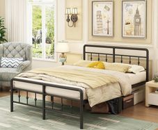 Small Double Bed Frame with Headboard and Footboard 120x190cm,46 cm High Bed frame small double with Steel Slats Support, Noise Free, Easy Assembly, Black