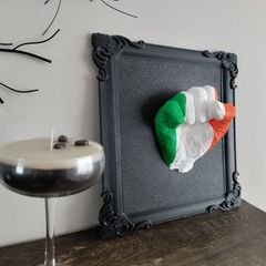 Irish Tricolour Closed Fist Wall Art Black Frame Irish Pride Ireland Flag Colours Home Bar Pub Shed Man Cave Office Games Room Wall Decor Irish Gift Patriotic Display Handmade 3D Printed Irish Art Unique Ireland Decoration Green White Orange Framed Wall S