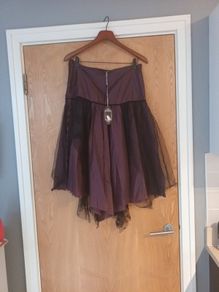 Precious A-Wear  Burgundy & Black Lace Look Skirt. S. 14..   B.N.W.T.