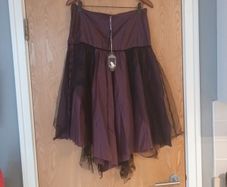 Precious A-Wear  Burgundy & Black Lace Look Skirt. S. 14..   B.N.W.T.