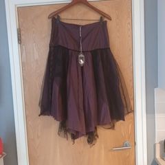 Precious A-Wear  Burgundy & Black Lace Look Skirt. S. 14..   B.N.W.T.