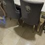 Dining table and 6 grey velvet chairs Image 2