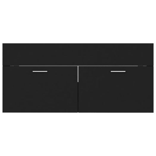 Sink Cabinet with Built-in Basin Black Chipboard