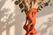 3D Printed Terracotta Sculptural Vase, Abstract Modern Home Decor