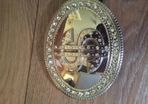 Genuine leather belt with dollar sign