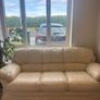 Three seater leather sofa Cream Image 2