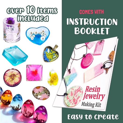 Jewelry Making Kit - Resin Kits for Beginners with Molds and Resin Making Supplies - Silicone Casting Mold, Tools Set and Clear Epoxy Resin for DIY Jewelry Craft (FREE SHIPPING)