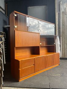 A large Mid Century teak 2 piece living room unit, by Morris of Glasgow