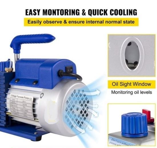 Refrigerant Vacuum Pump 3 Gallon Kit Vacuum Pump for Refrigerant Degassing