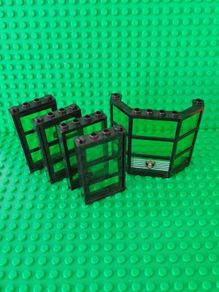 Used Lego LEGO Black Police Station City Panels with Translucent Green Glass