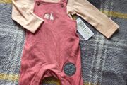 0-3m, Brand-New M&amp;S Pink Soft Dungarees and Bodysuit